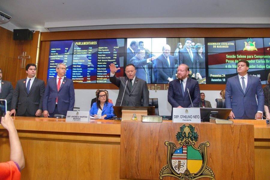 A Assembleia Legislativa do Maranhão realizou a sessão solene de posse do governador Carlos Brandão e do vice Felipe Camarão. 